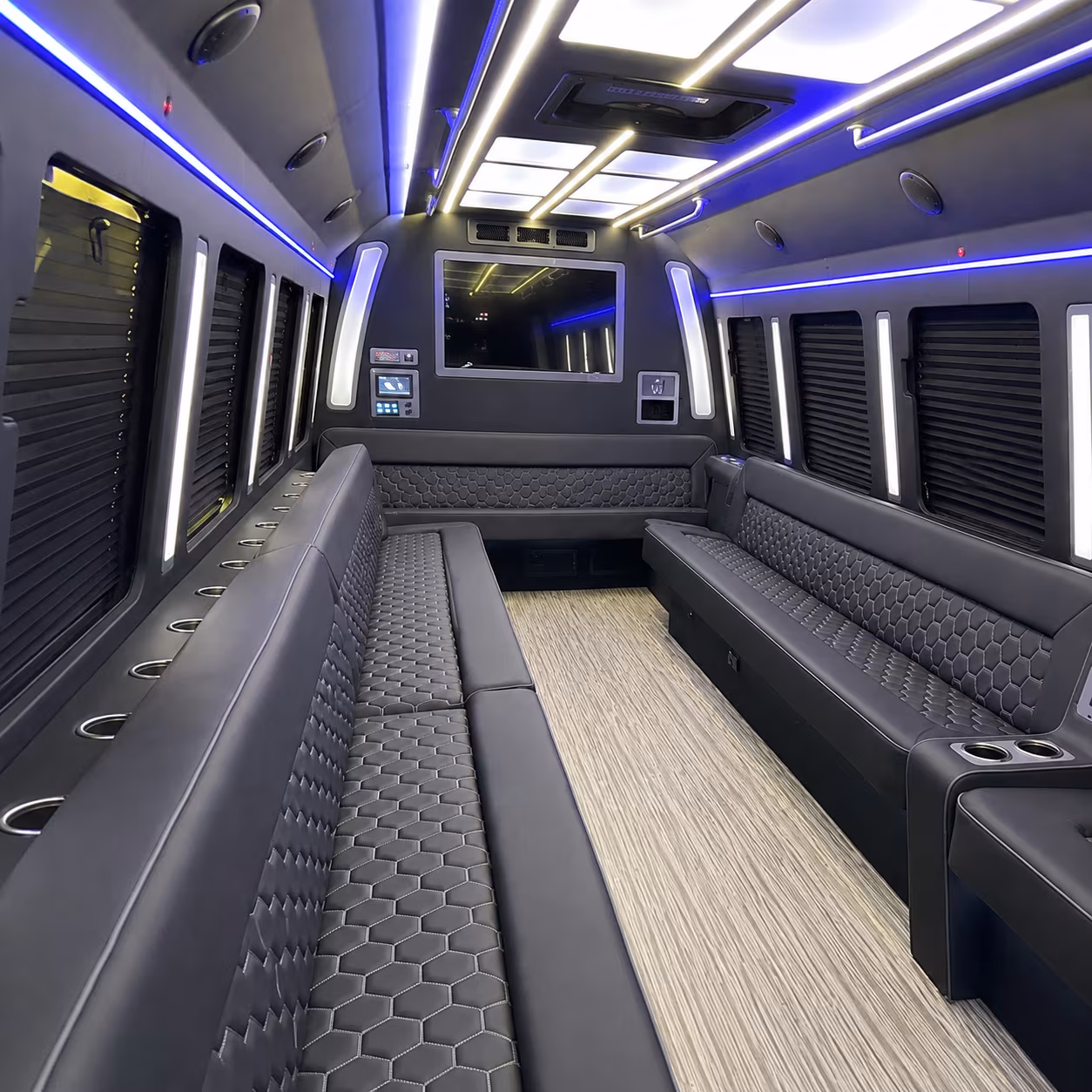 southfield 40 passenger party bus inside